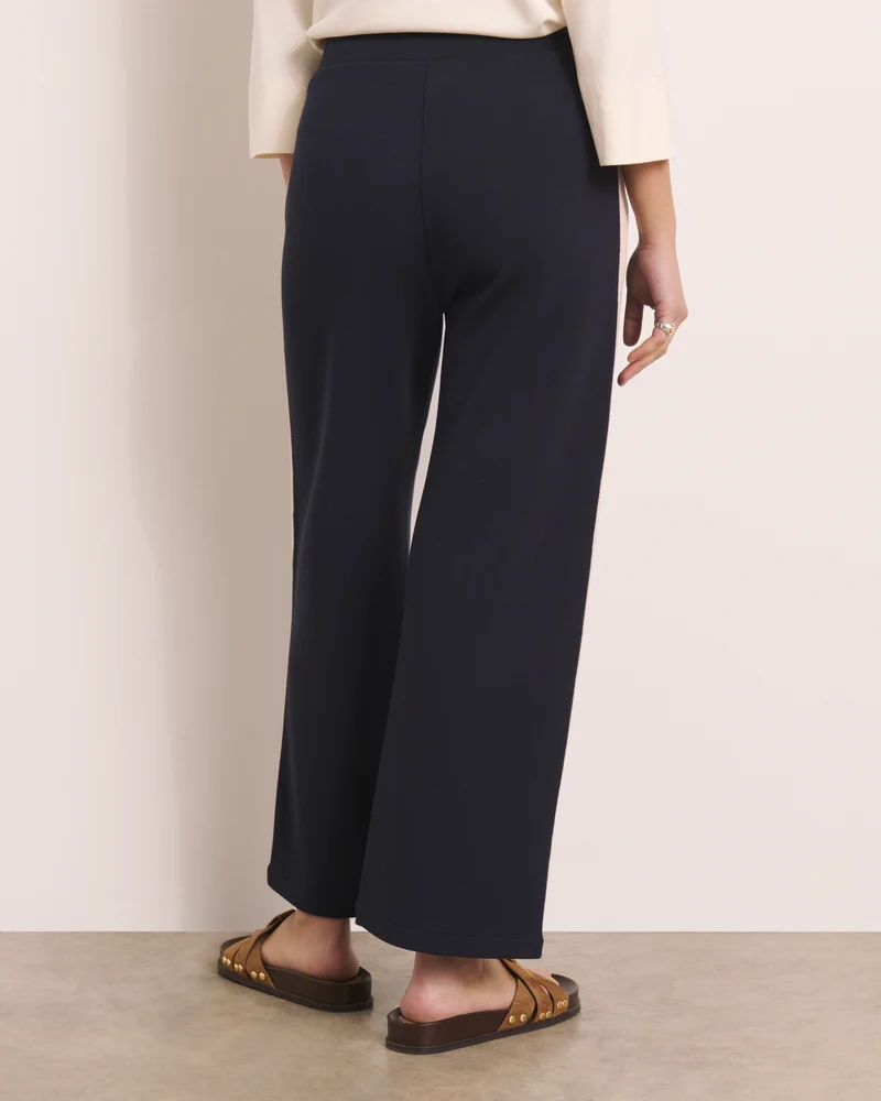 Pantalon bleu marine en maille milano stretch YACHT13/13139/313
