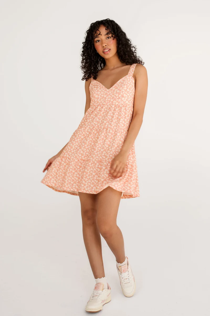 DAILYSTORY Robe Gigi - Orange Fleuri