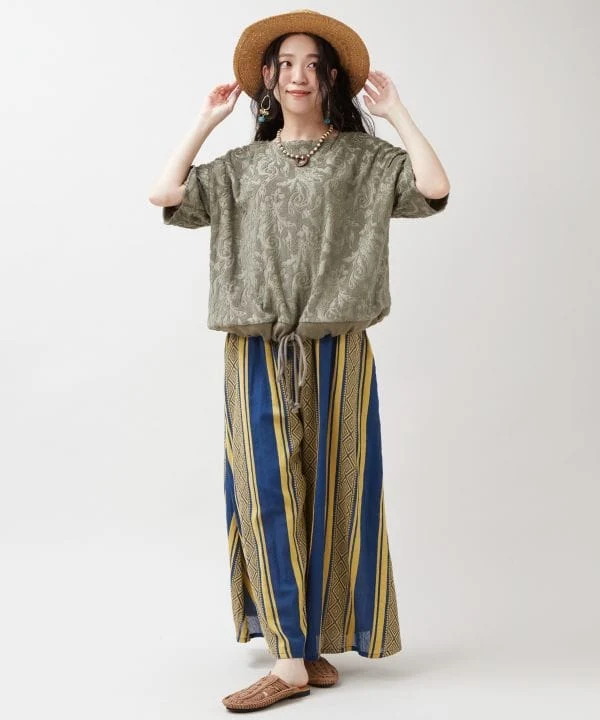 Pantalon décontracté à rayures géométriques