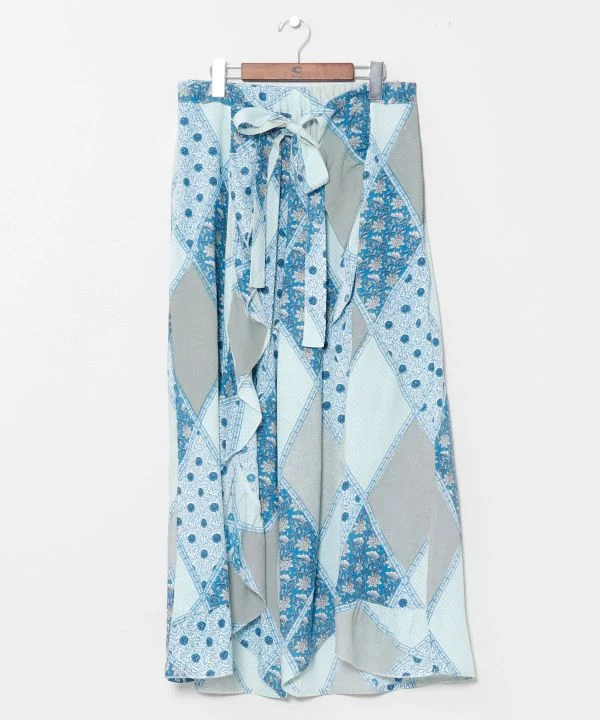 Pantalon à volants à carreaux style portefeuille