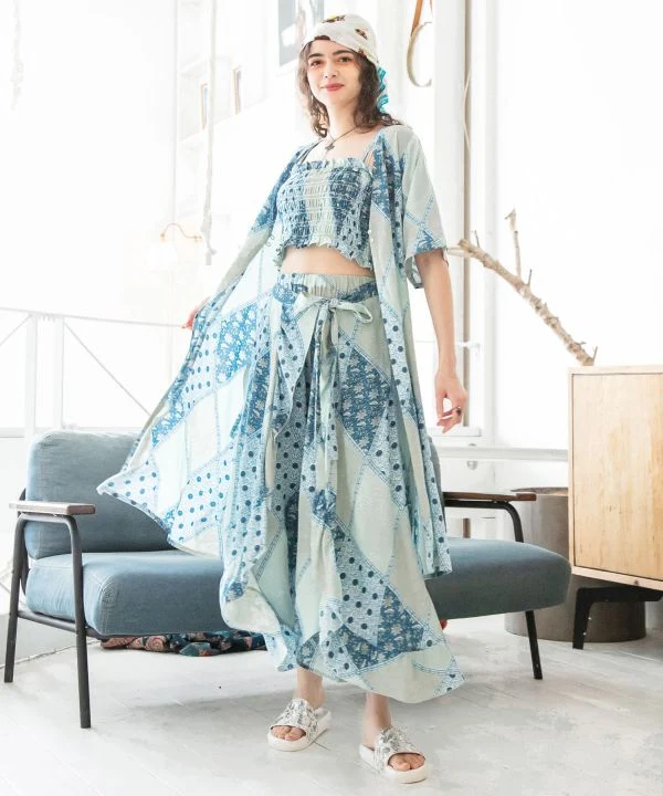Pantalon à volants à carreaux style portefeuille