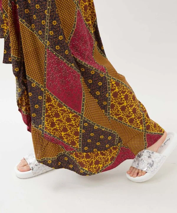 Pantalon à volants à carreaux style portefeuille