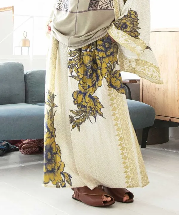 Pantalon en coton lotus style hakama