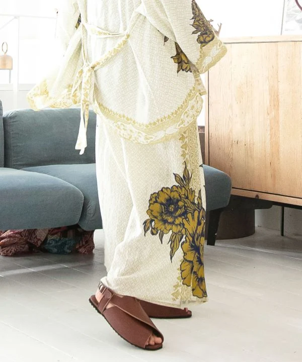 Pantalon en coton lotus style hakama