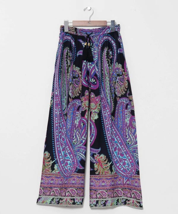 Pantalon large en rayonne à motif cachemire