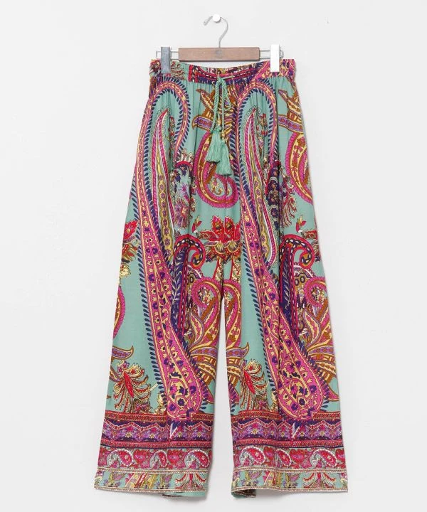 Pantalon large en rayonne à motif cachemire