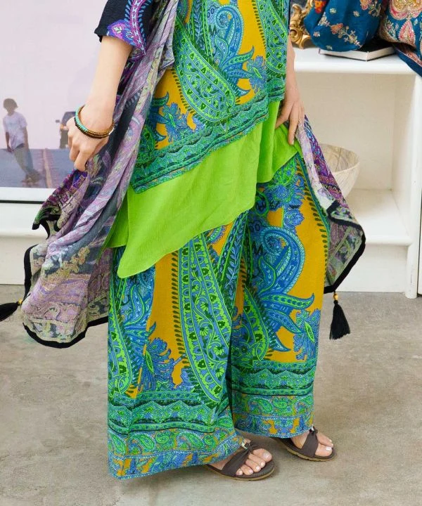 Pantalon large en rayonne à motif cachemire