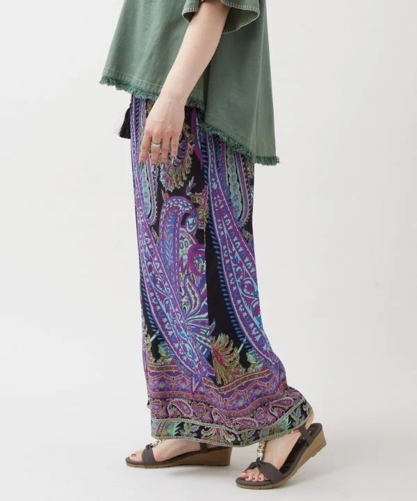 Pantalon large en rayonne à motif cachemire