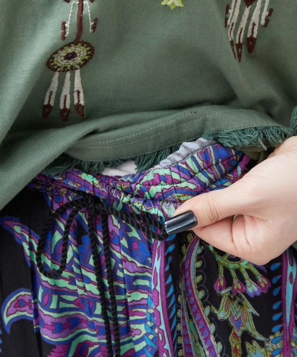 Pantalon large en rayonne à motif cachemire