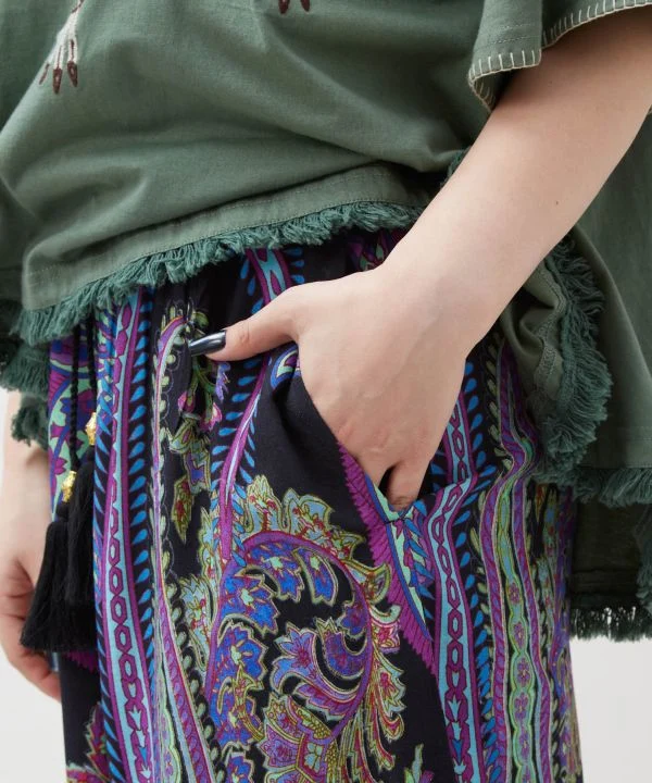 Pantalon large en rayonne à motif cachemire