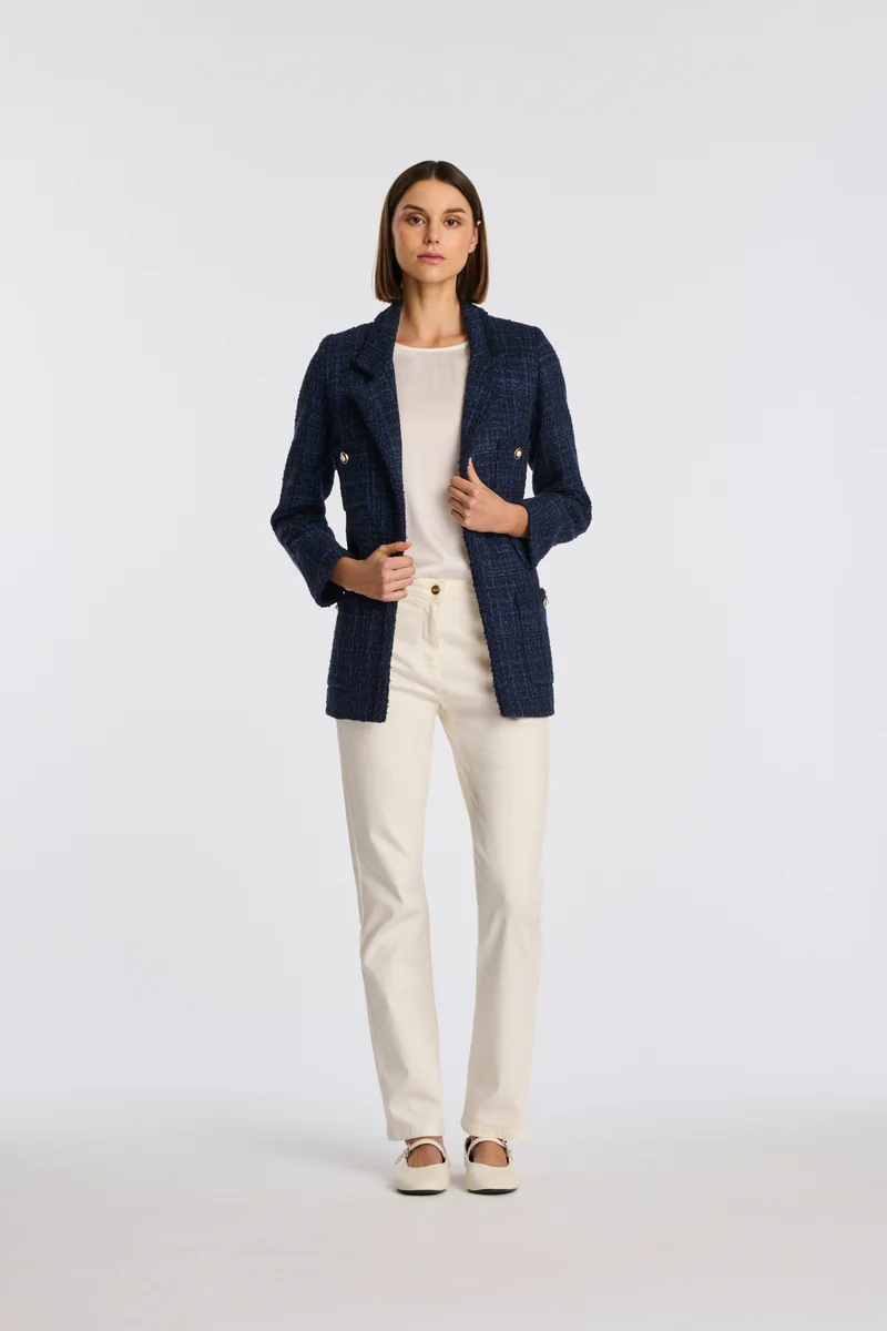 Blazer en tweed galonné