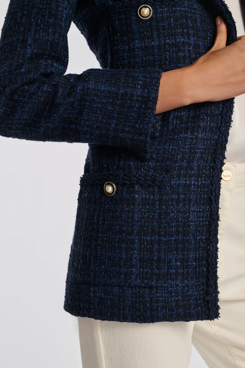 Blazer en tweed galonné