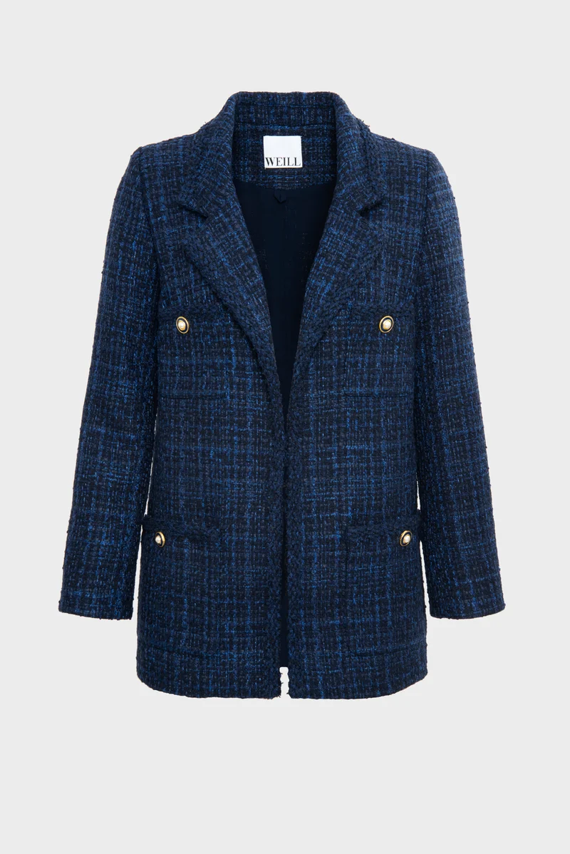 Blazer en tweed galonné