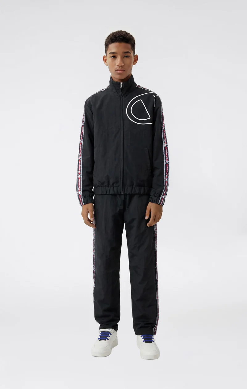 Boys’ Nylon Trousers with Tape and Straight Hem