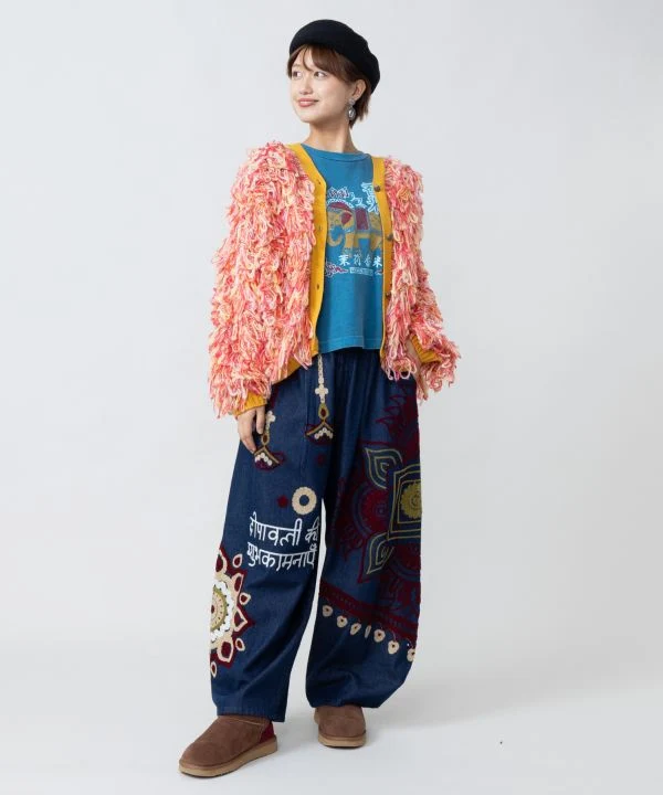 Pantalon en denim brodé Ari