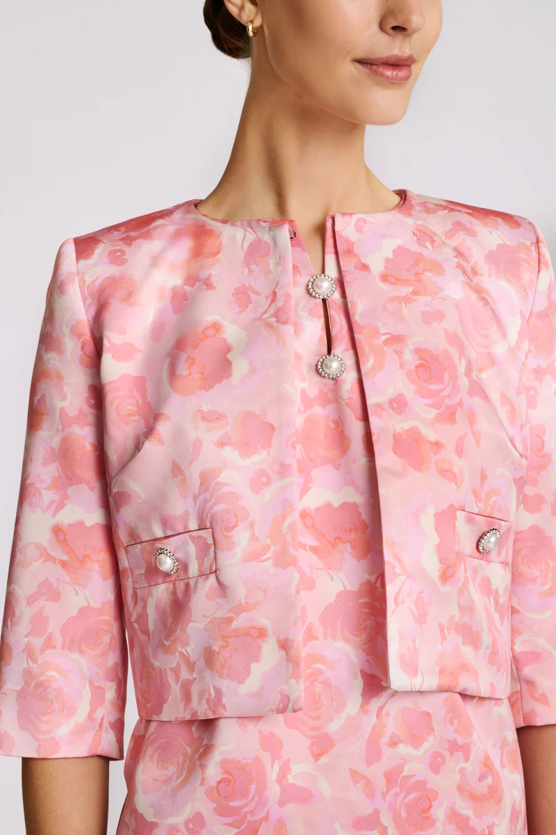 Veste courte en satin imprimée