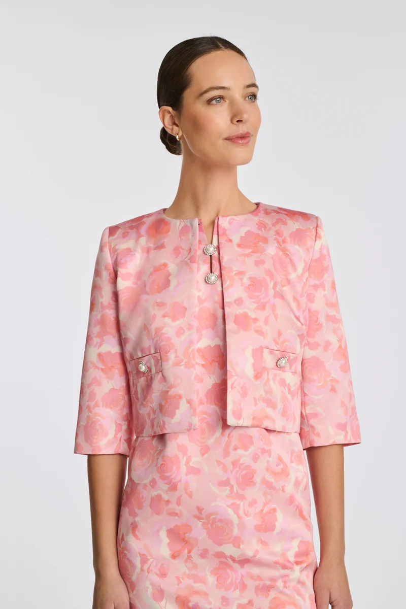 Veste courte en satin imprimée