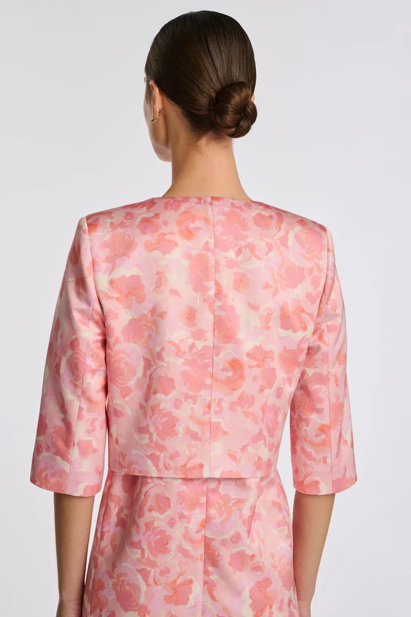Veste courte en satin imprimée