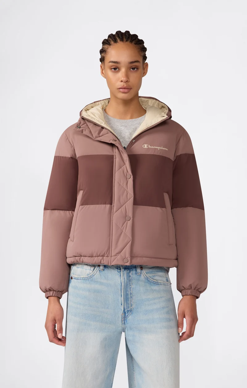 Women's Colour-Block Padded Hooded Jacket