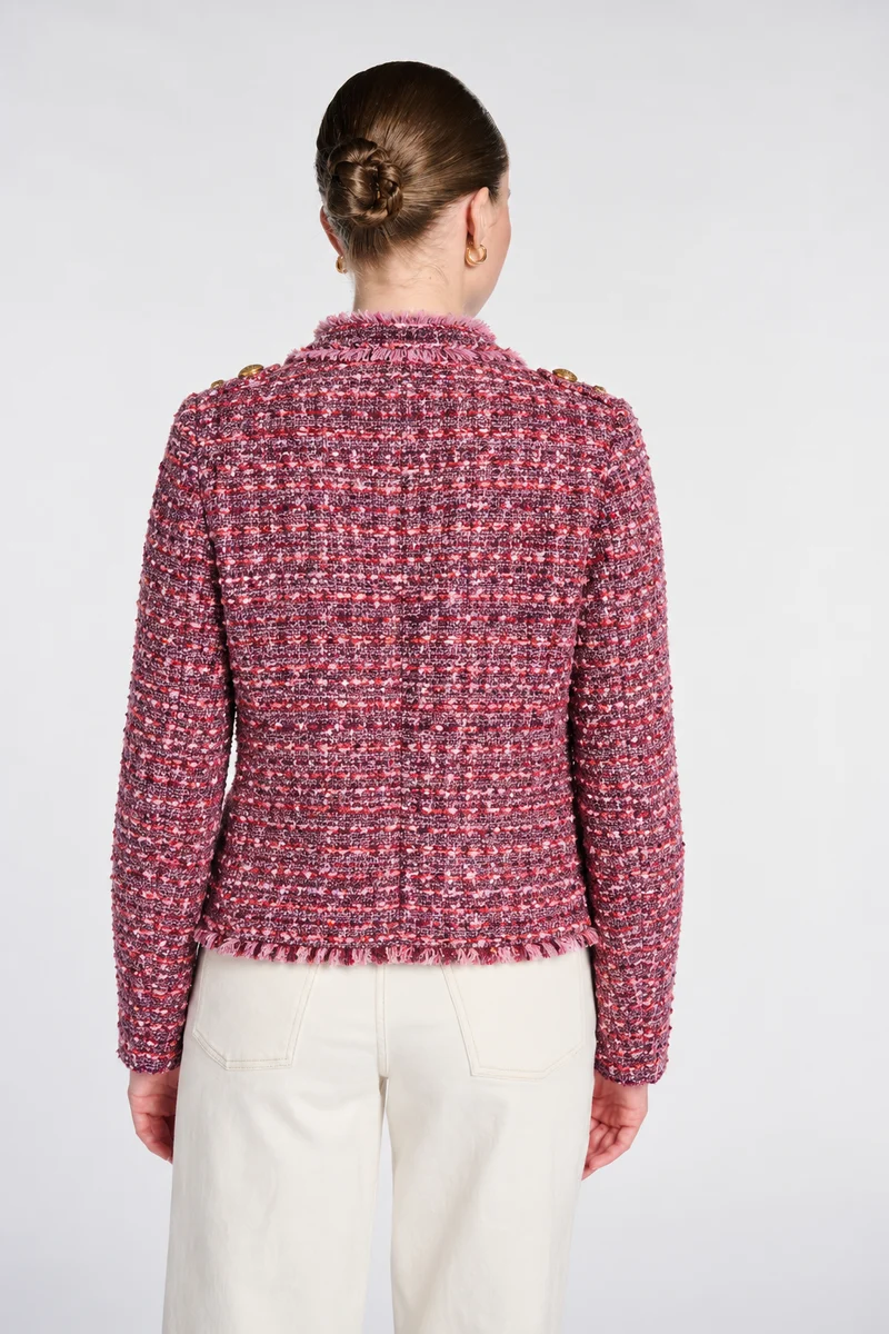 Veste en tweed frangée