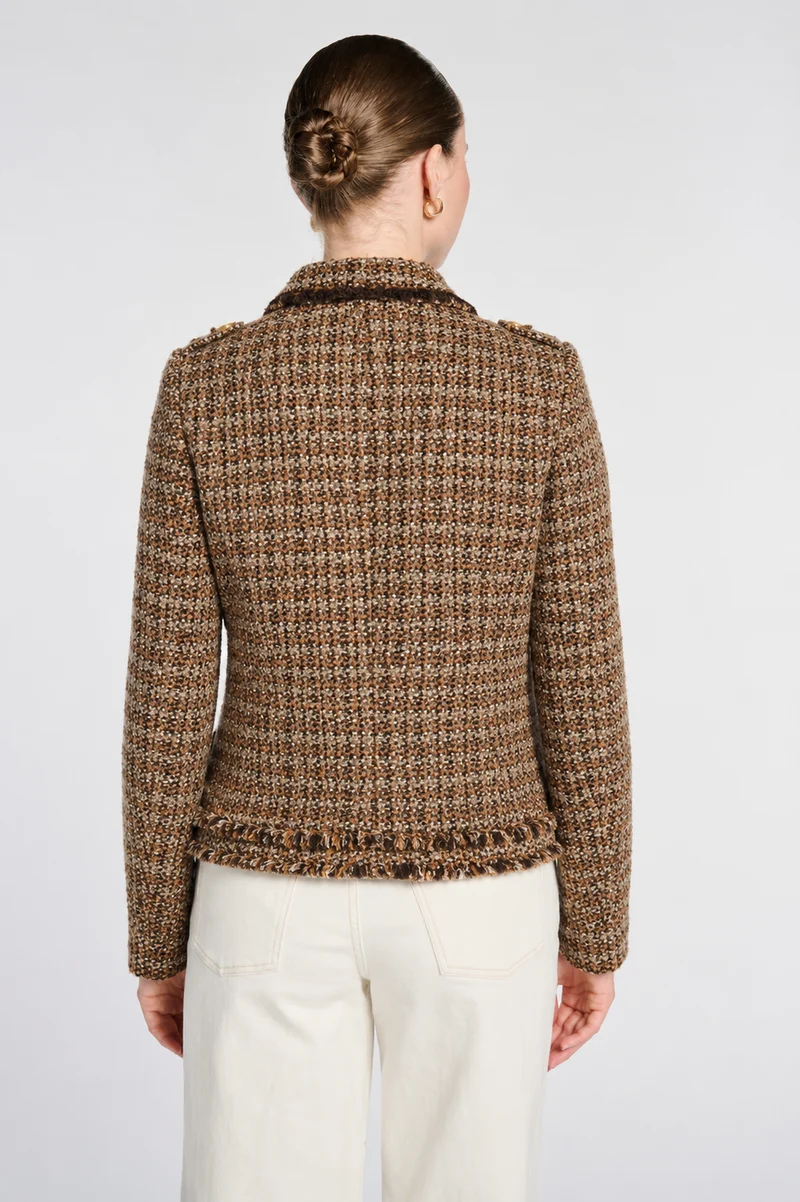 Veste en tweed frangée