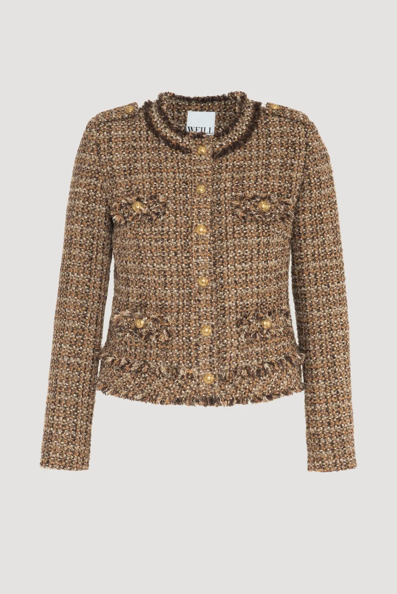 Veste en tweed frangée