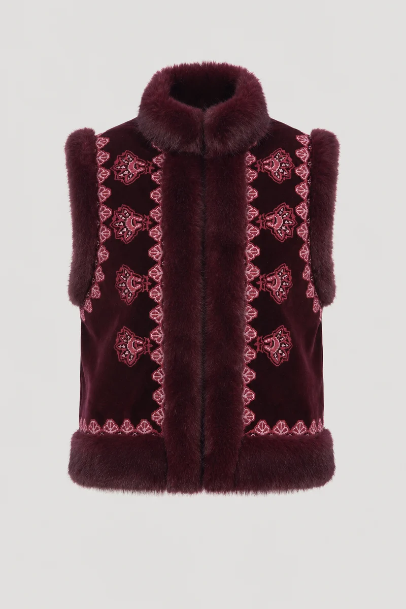 Veste sans manches brodée