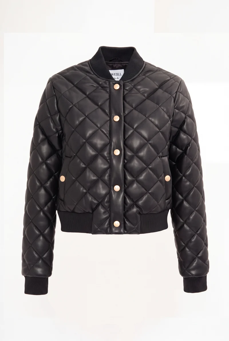 Bombers en éco-cuir matelassé