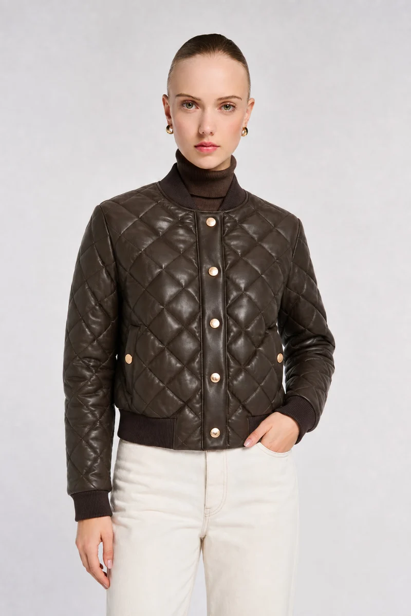 Bombers en éco-cuir matelassé