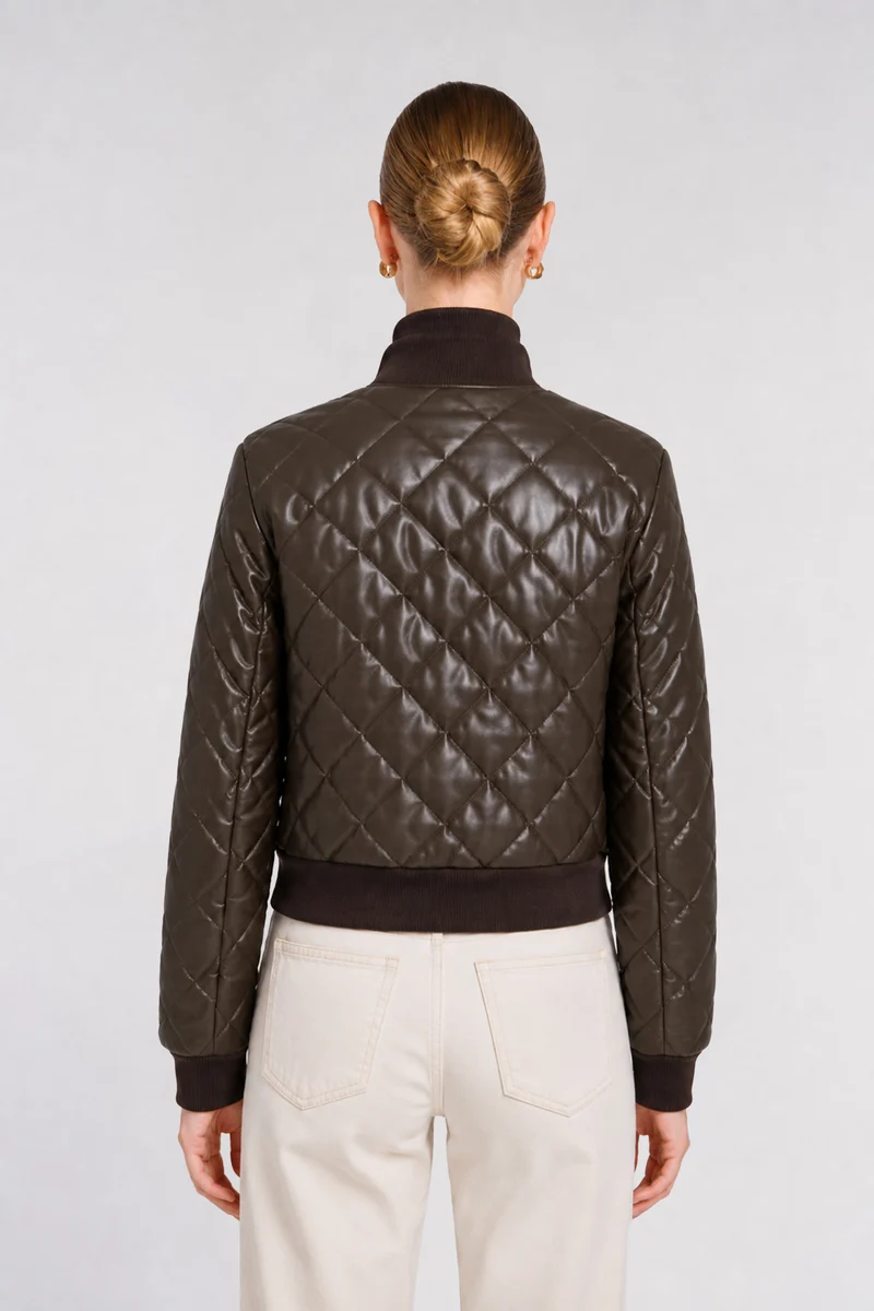 Bombers en éco-cuir matelassé