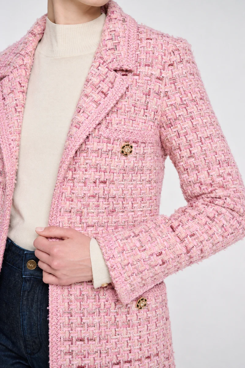 Blazer en tweed pastel galonné