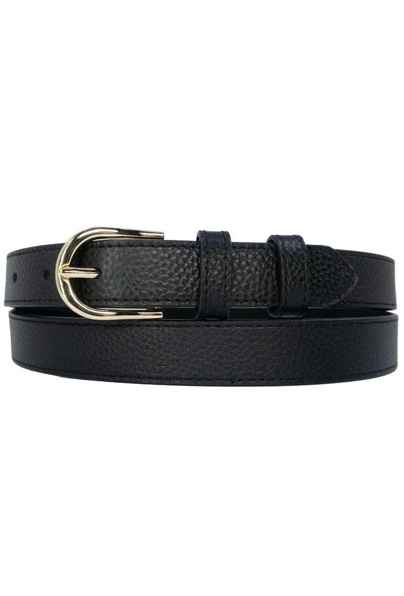 Ceinture fine en cuir noir