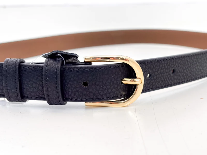 Ceinture fine en cuir noir