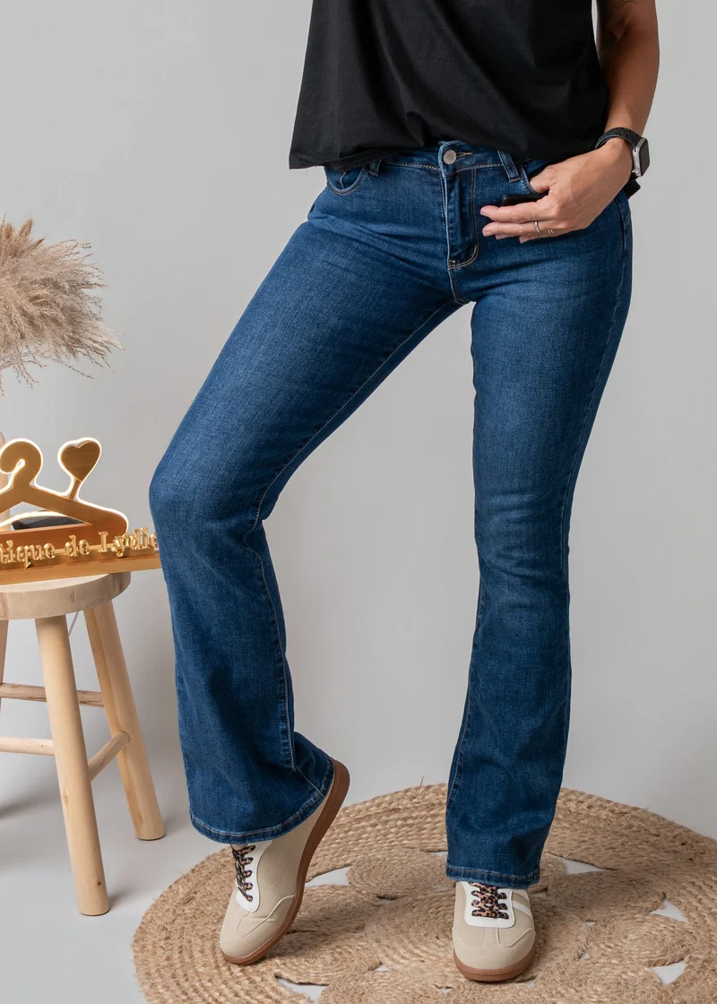 Jean flare push-up bleu brut Léa
