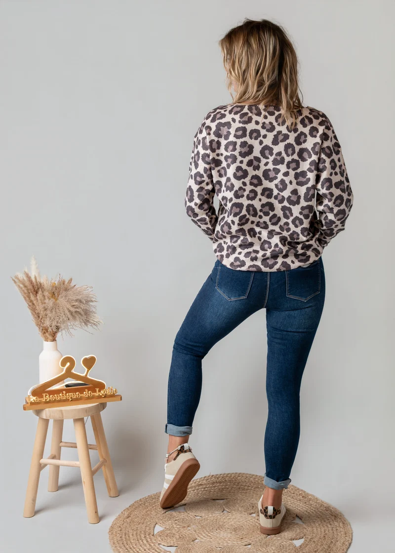 Pull léopard Danielle col V