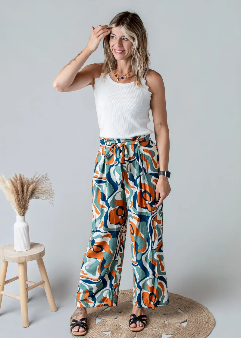 Pantalon Fluide Imprimé Abstrait Nael