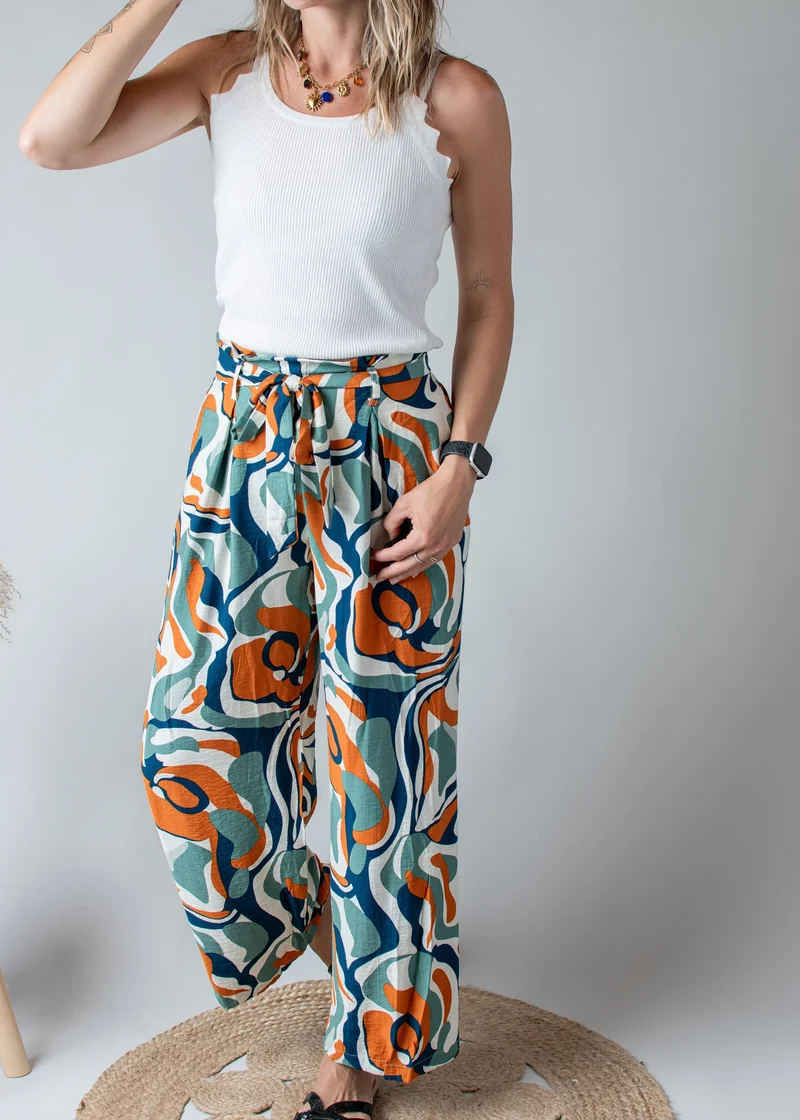 Pantalon Fluide Imprimé Abstrait Nael