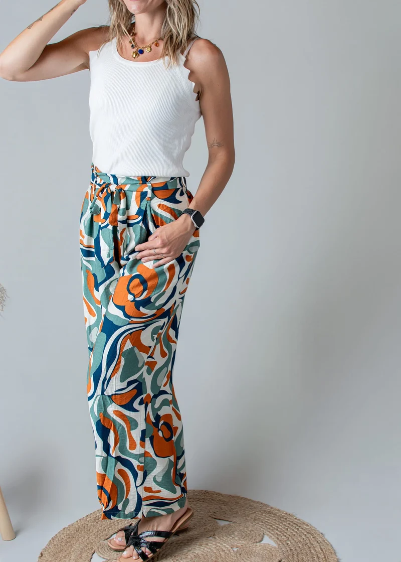 Pantalon Fluide Imprimé Abstrait Nael