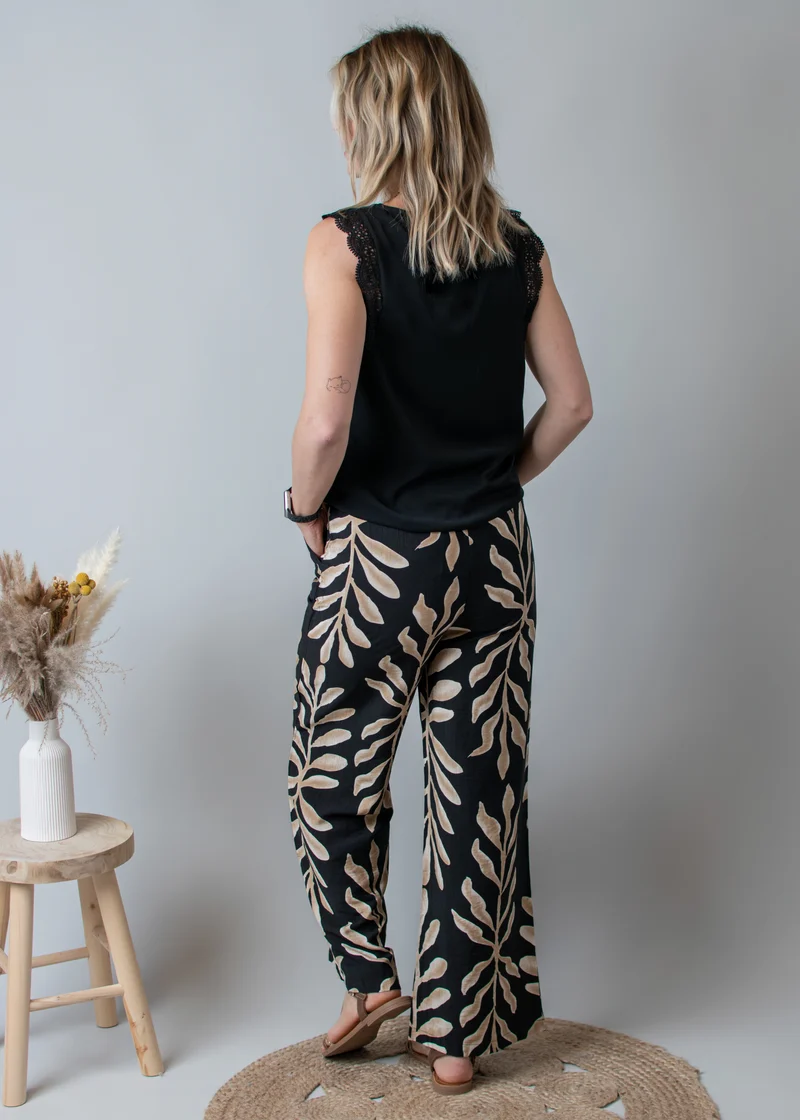 Pantalon fluide noir et beige Tony
