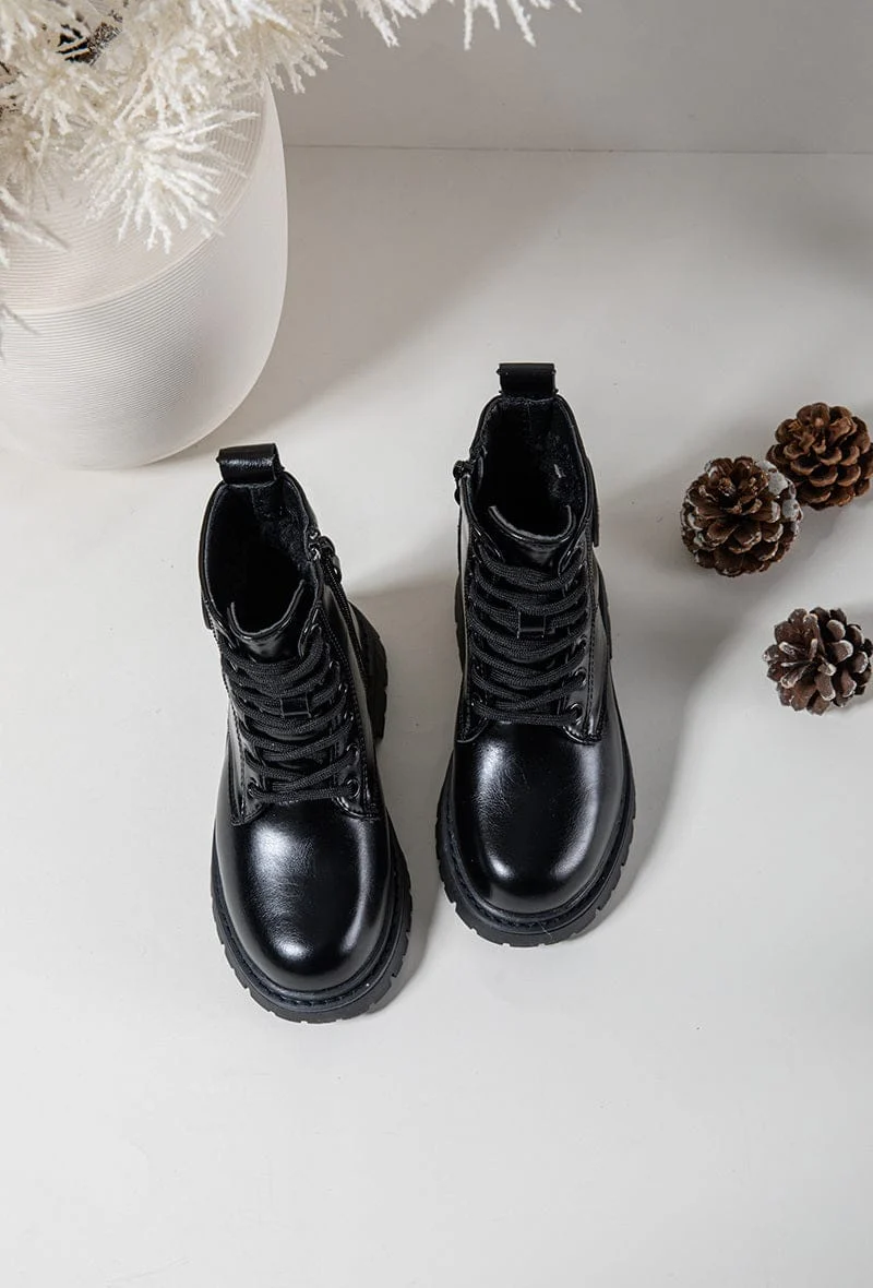 Bottines noires fourrée coeur - Enfant