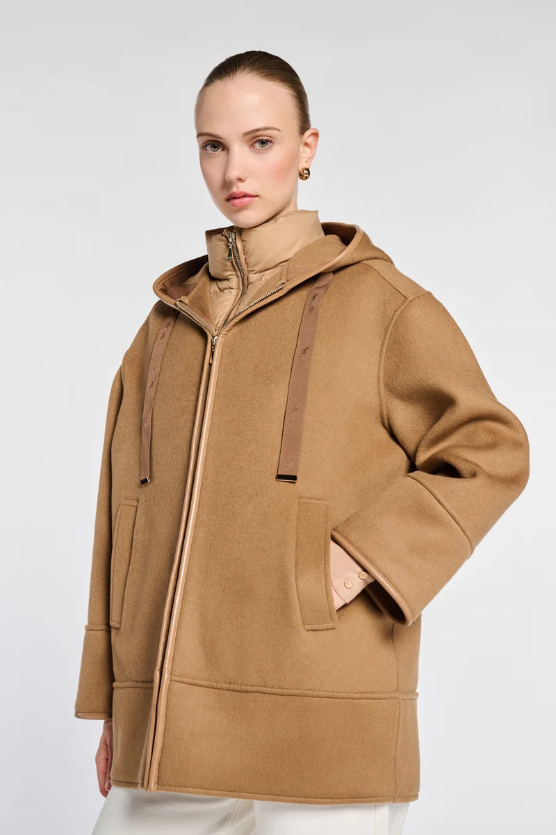 Manteau double face à capuche