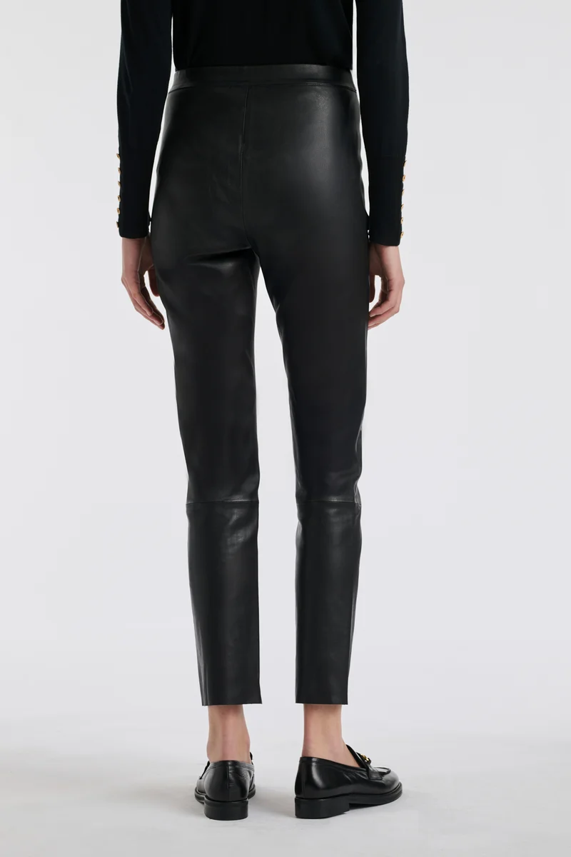Legging en cuir nappa noir