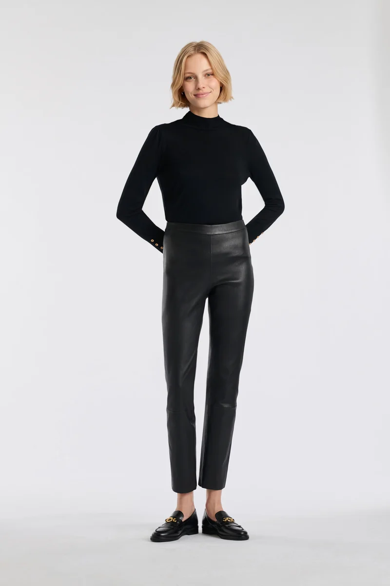 Legging en cuir nappa noir