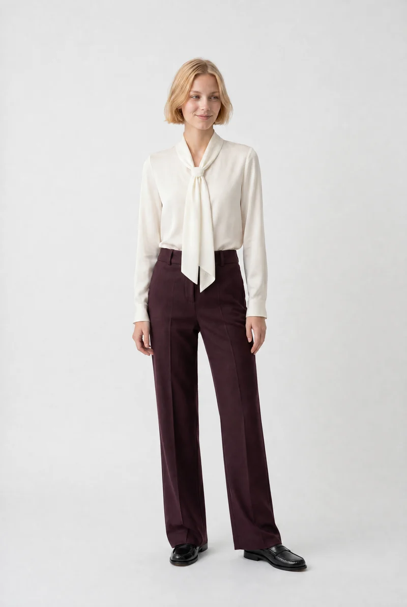 Pantalon large en crêpe laine