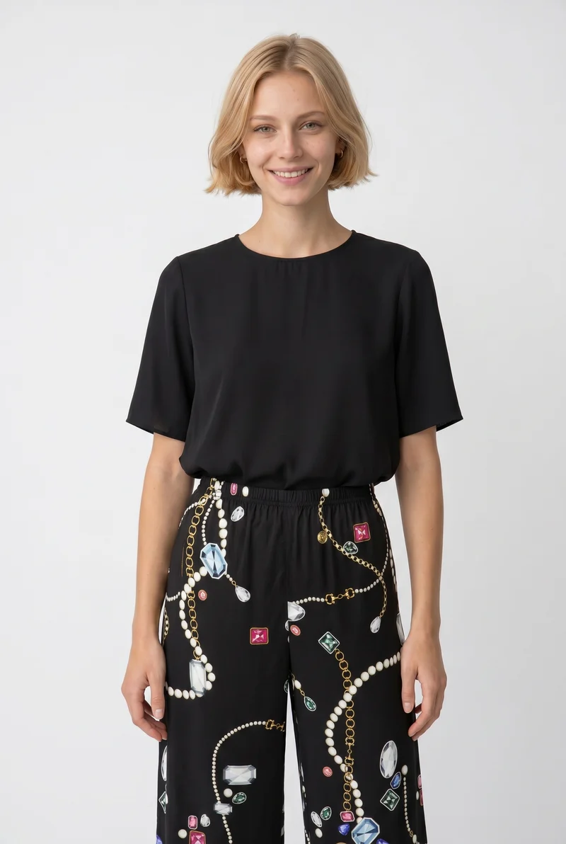 Pantalon élastiqué imprimé