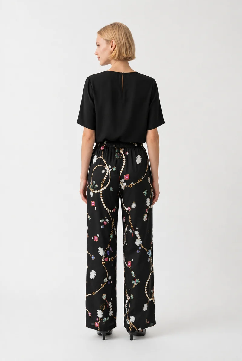 Pantalon élastiqué imprimé