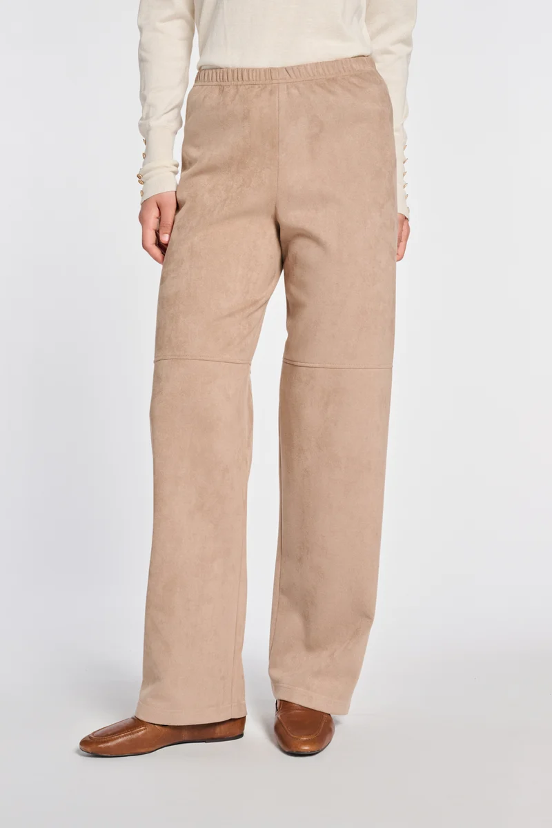 Pantalon large élastiqué en suédine