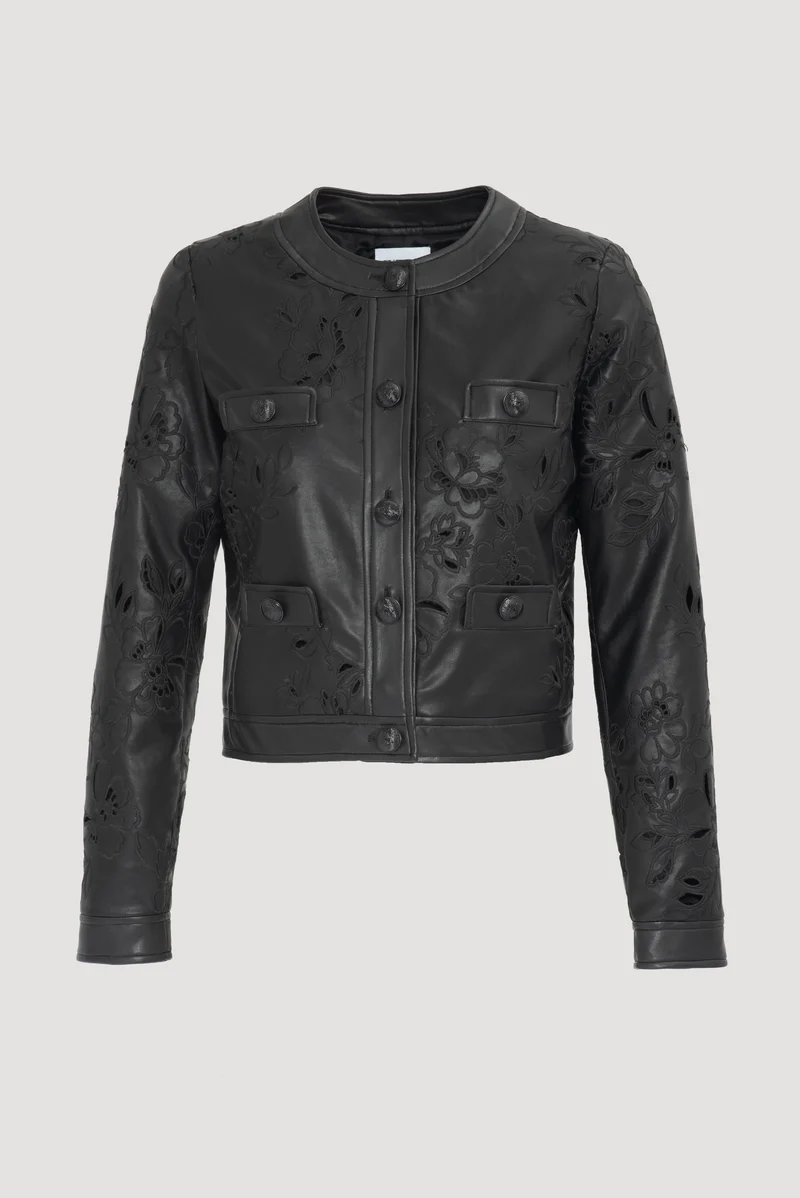 Veste en éco-cuir brodée