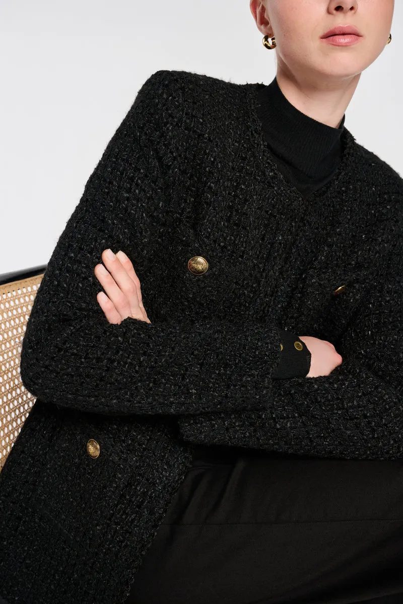 Veste longue en tweed