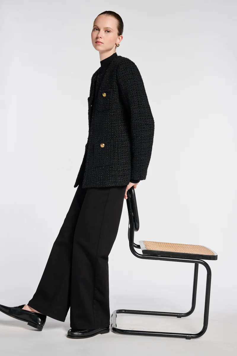 Veste longue en tweed